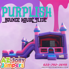 Purplish Dual lane Bounce house Slide