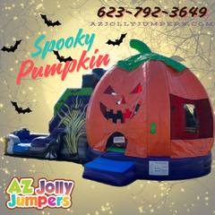 Spooky Pumpkin Bounce House Slide Wet or Dry