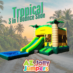 3 in 1 Tropical Bounce House Combo (Wet/Dry)