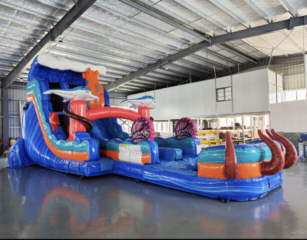 Under the Sea 18ft high double lane slide with pool 