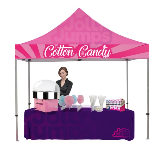 Cotton Candy Booth with Staff and Signage