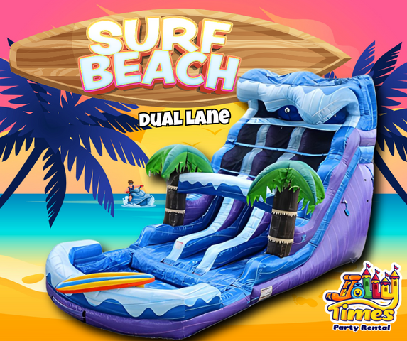 17’ Surf Beach Slide Dual Lane (removable pool)