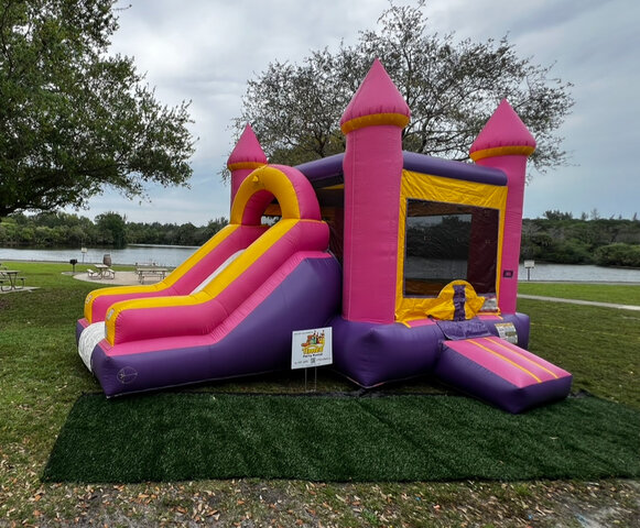 Wet or Dry Pink Castle Bouncer Slide Combo 