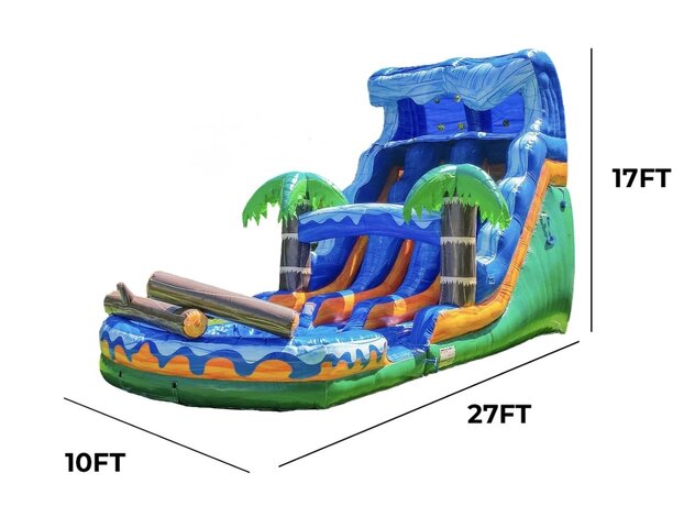 17’ Jungle Falls Slide Dual Lane (removable pool)
