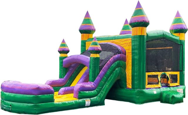 Amazon River dual-lane bounce house combo with splash zone in Wendell, NC