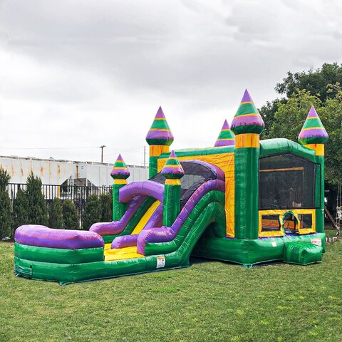 Tropical Amazon River bounce house rental with splash zone in Chapel Hill, NC