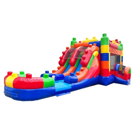 Large Building Block bounce house combo with splash zone in Zebulon, NC