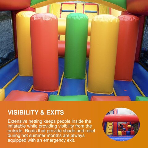 Bright rainbow-themed inflatable course in Wake Forest, NC