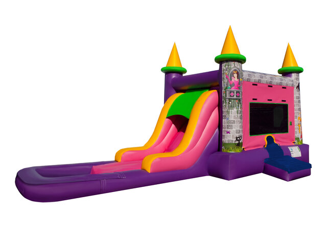 Royal-themed inflatable water combo setup in Chapel Hill, NC
