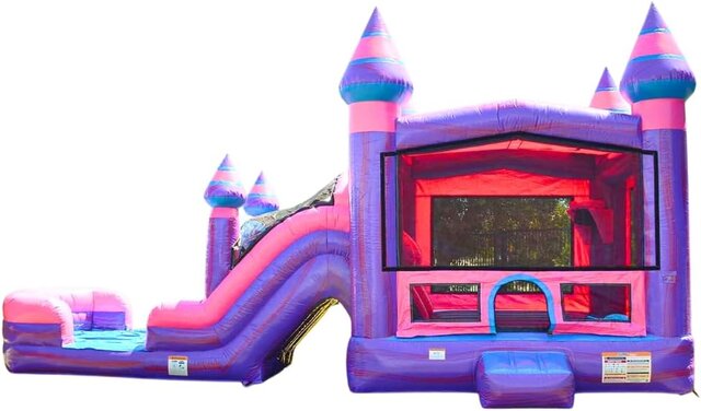 Dual-lane purple bounce house combo inflatable rental in Raleigh, NC
