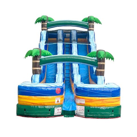 Inflatable dual-lane tropical water slide rental in Louisburg, NC