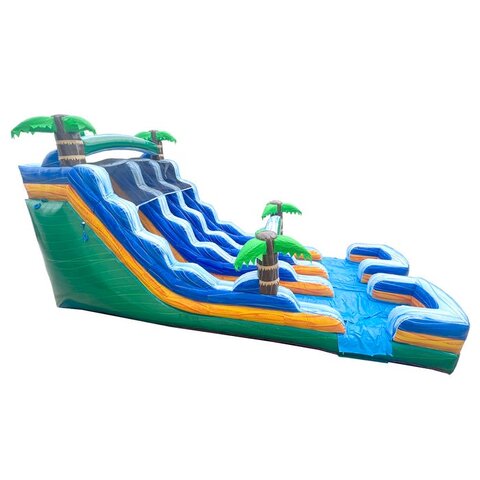 Large green tropical water slide rental in Durham, NC