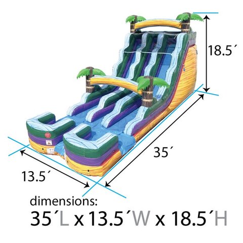 Bright yellow tropical water slide rental in Mooresville, NC