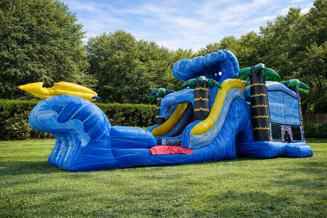XL Shark Attack! Extra Large Dual Lane Bouncy with Slides Wet/Dry 