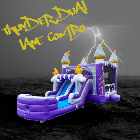 Thunder Wizard Duel Lane Wet/Dry Water Slide Combo Bounce House and Slides