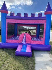 Princess Pink Purple Castle Bounce House 14x14 (Open Roof)