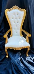 Large Adult Gold and White Throne Chair
