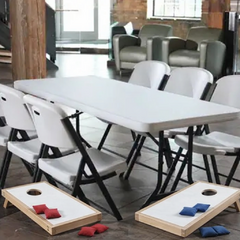 2 Tables 12 Chairs + Cornhole