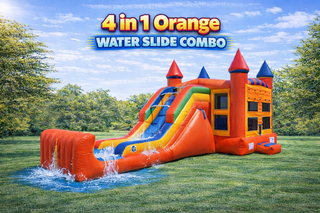 4 in 1 Orange Water Castle w/ Slide Combo