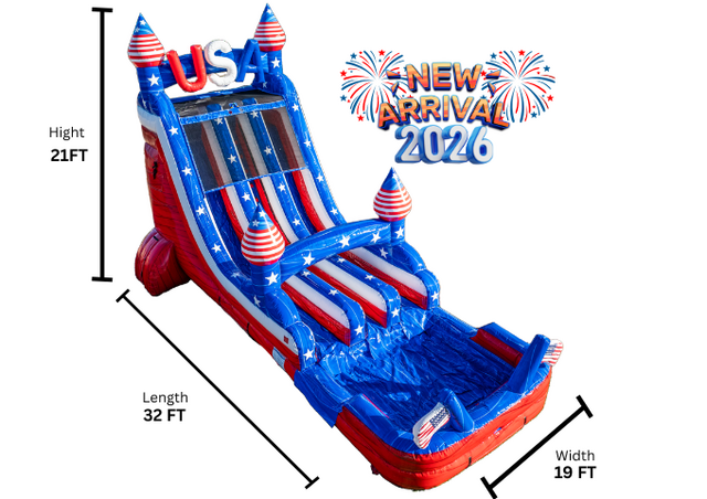 21 Foot USA Double Lane Water Slide