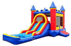 Primary Color Bounce House With Double Lane Waterslide