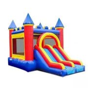 Primary Color Bounce House With Double Lane Dry Slide