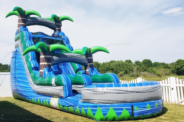 (F) 19ft Blue Rush Water Slide with POOL