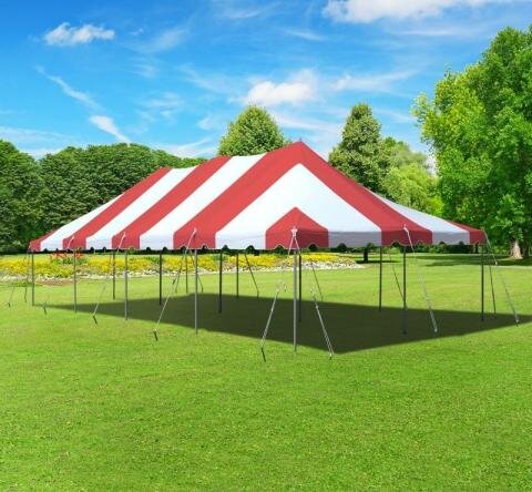 20 x 40 Pole Tent - Red and White