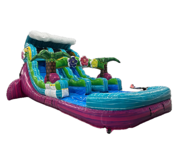 17' Summer Luau Dual Lane Water Slide