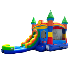 Rainbow Castle Smiley Face Wet/Dry Bounce House - PICKUP ONLY