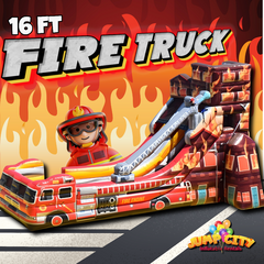 16ft Fire Truck Water Slide