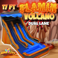 17ft Flammin Volcano Dual Slide