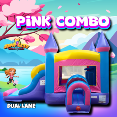 Pink Bounce House with Double Lane Slide