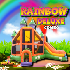 Rainbow Deluxe Inflatable Castle with Dry Slide