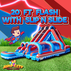 Flash 20ft Dual Lane Waterslide with Pop Out Slip N Slide
