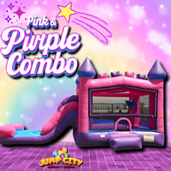 Pink and Purple Water Slide Combo With Pool