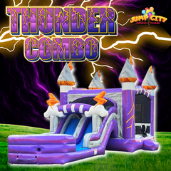 Thunder Dual Lane Water Slide Combo with Pool