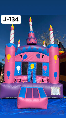 Pink Birthday Cake Bounce House J-134