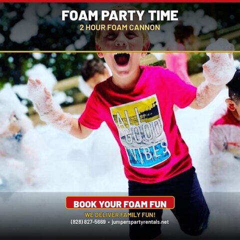 Foam party rentals across Western NC