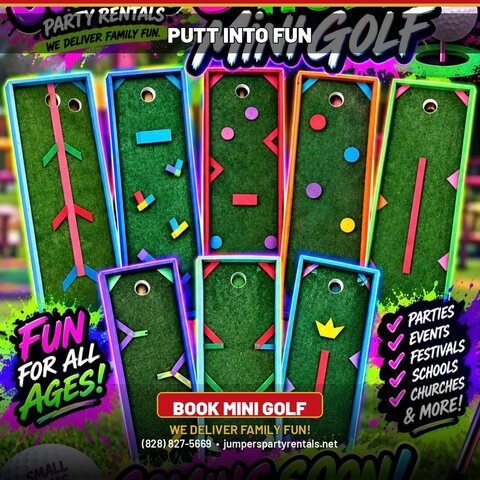 Soft mini golf coming soon at Jumpers Party Rentals