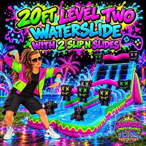 20ft Level Two Waterslide with 2 Slip N Slides