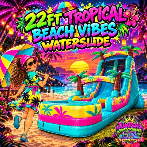 22ft Tropical Beach Vibes Waterslide