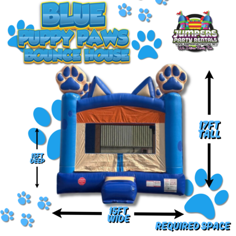 Blue Puppy Paws Bounce House 