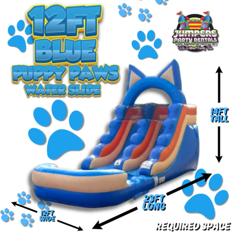 12ft Blue Puppy Paws Waterslide 
