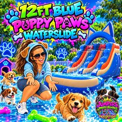 12ft Blue Puppy Paws Waterslide 