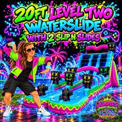 20ft Level Two Waterslide with 2 Slip N Slides