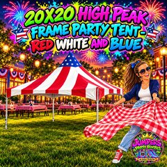 20x20 High Peak Frame Party Tent - Red White and Blue