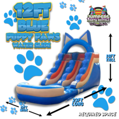 12ft Blue Puppy Paws Waterslide 