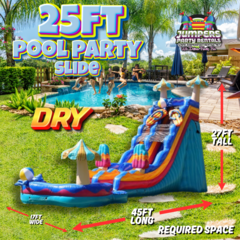 25ft Pool Party Dry slide