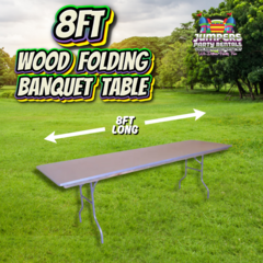 8ft Rectangle Wood Folding Banquet Table